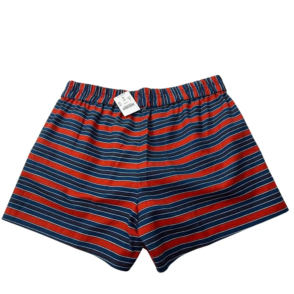 J.Crew Striped Linen Shorts Pull On Red White Blue Womens 2